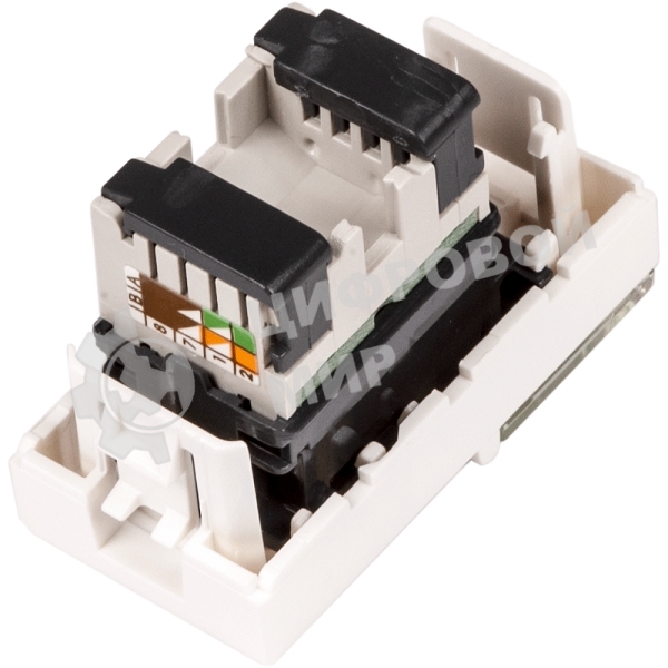 Вставка Mosaic 22.5x45, RJ-45 UTP, кат.5e, со шторкой и увеличенным окном маркировки, белая