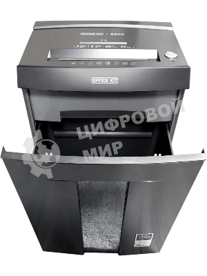 Шредер Office Kit S300 0,8x5 черный (секр.P-7) фрагменты 8лист. 33лтр. пл.карты CD
