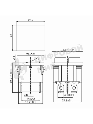 Выключатель клавишный Rexant 250V 6А (6с) ON-OFF красный с подсветкой двойной Mini