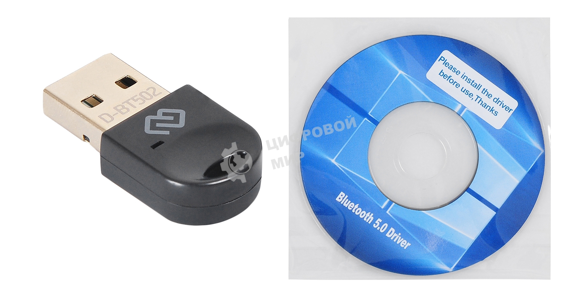 Адаптер USB Digma D-BT502 Bluetooth 5.0+EDR class 1.5 20м черный