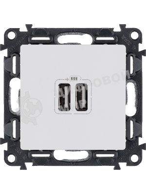 Механизм розетки USB 2-м Valena Life 240В/5В 1500мА с лицевой панелью бел. Leg 753412