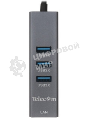 Переходник Telecom USB 3.0 - RJ-45 1000Mbps +3 USB3.0, Aluminum Shell, 0.2м TA311U