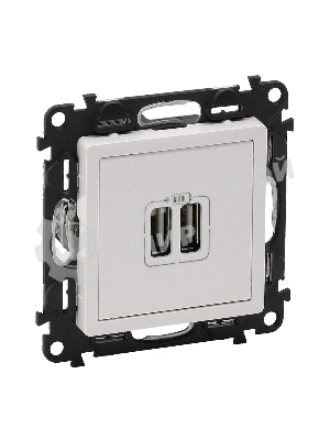 Механизм розетки USB 2-м Valena Life 240В/5В 1500мА с лицевой панелью бел. Leg 753412