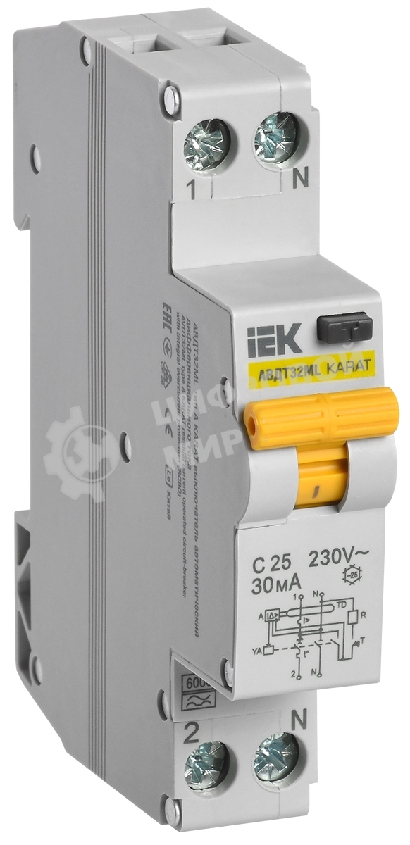 Выключатель автоматический дифференциального тока АВДТ32ML тип A С25 30мА IEK KARAT