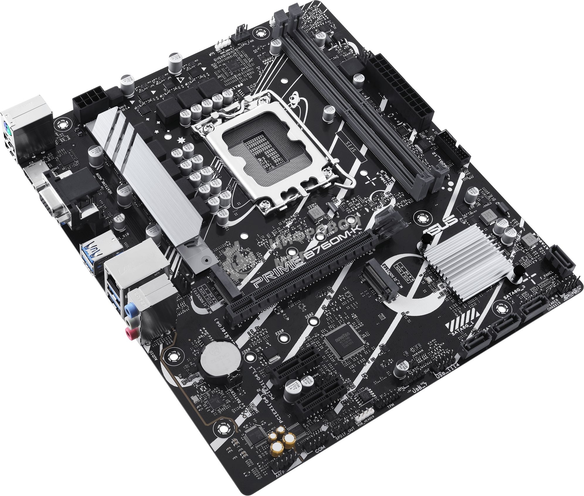 Материнская плата ASUS PRIME B760M-K, LGA 1700, Intel B760, 2xDDR5, 4xSATA, 2xM.2, 1xPCIe 4.0 x16, 2xPCIe x1, 1xHDMI, 1xVGA, 1x 2.5Gb LAN, 2xUSB-A 3.2 Gen 1, 2xUSB-A 2.0, 3x3.5 мм, 7.1, mATX
