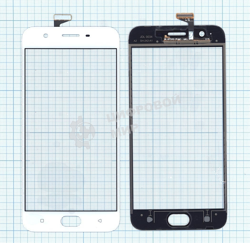 Сенсорное стекло (тачскрин) для OPPO A57, белое