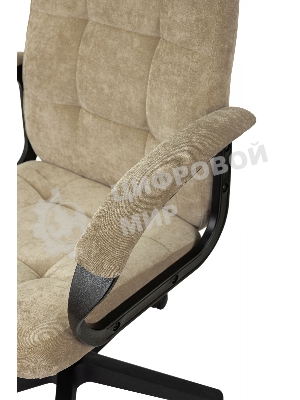 Кресло руководителя Бюрократ CH 002 Fabric Light-21 песочный, крестов. пластик