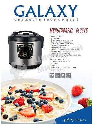 Мультиварка Galaxy Line GL 2645, черный с серебристым, 900 Вт, 11 программ