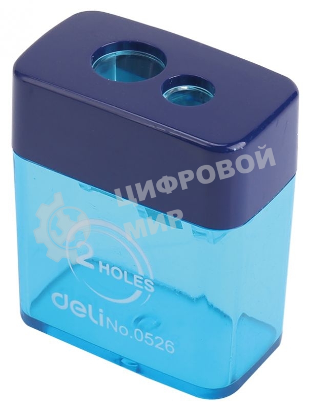 Точилка для карандашей ручная Deli E0526, 2 отверстия, пластик, ассорти блистер