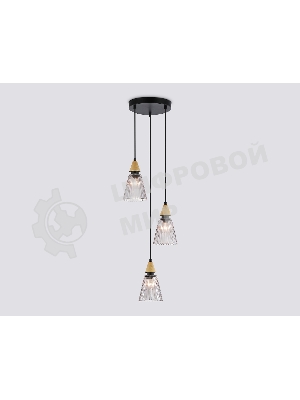 Светильник Ambrella light LH58112/3 BK/LW/SM черный/светлое дерево/дымчатый E14*3 max 40W D270*1200