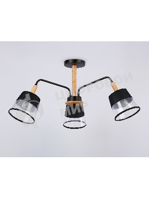 Светильник Ambrella light TR4740/3 BK/LW черный/светлое дерево E27/3 max 40W D760*350