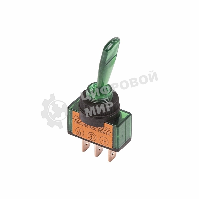 Тумблер Rexant 12V 20А (3c) ON-OFF однополюсный с зеленой подсветкой