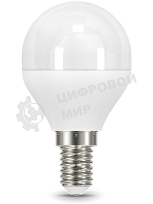 Лампа светодиодная Gauss 6.5Вт цок.: E14 шар 220B 4100K св. свеч. бел.нейт. (упак.: 10 шт)