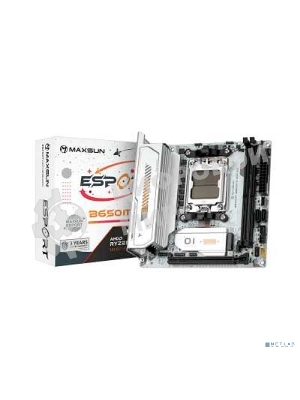 Материнская плата MAXSUN MS-eSport B650ITX WIFI ICE, AM5, AMD B650, 2xDDR5, 2xSATA, 2xM.2, 1xPCIe 5.0 x16, 1xHDMI 1.4, 1xDP, 1x2.5Gb LAN, Wi-Fi 6, Bluetooth 5.2, 2xUSB-A 5Gbps, 4xUSB-A 2.0, 3x3.5 мм, 7.1, Mini-ITX
