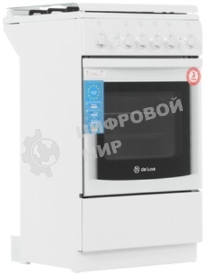 Плита газовая De Luxe 5040.41Г (КР) ЧР белый, конфорок 4 газовых, духовка 43 л, 50 см x 85 см x 50 см
