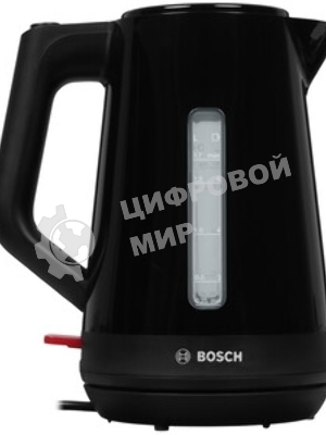 Электрочайник Bosch TWK1M123 черный, 1.7 л, 2400 Вт, скрытый нагревательный элемент