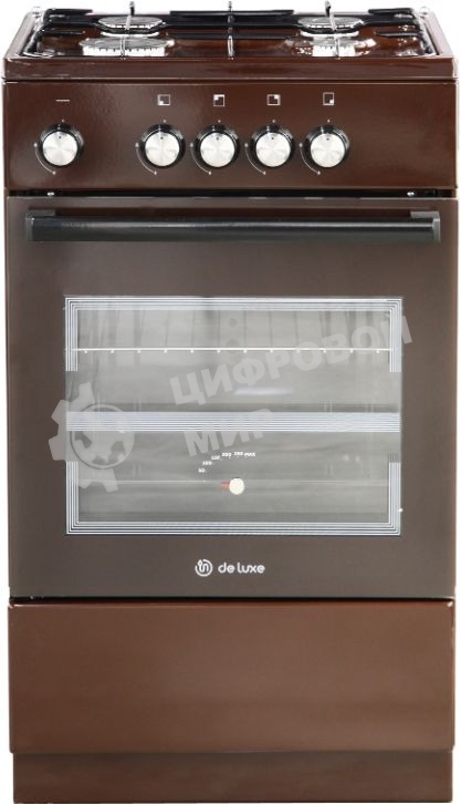 Плита газовая De Luxe 5040.48Г (Щ) 014 коричневый, конфорок 4 шт, духовка 46 л, 50 см x 85 см x 50 см