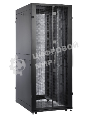 Шкаф серверный ПРОФ напольный 42U (800x1000) дверь перфор., задние двойные перфор., черный, в сборе