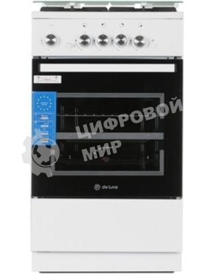 Плита газовая De Luxe 5040.42Г (КР) ЧР белый, конфорок 4 шт, духовка 46 л, 50 см x 85 см x 50 см