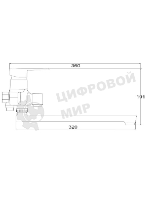 PL6CH-006E Смеситель для ванны с длинным изливом из высокопрочного пластика- ХРОМ