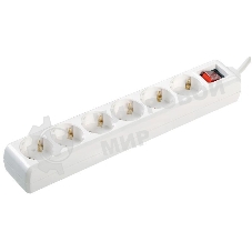 Удлинитель 6х5 м с заземл. 16А IP20 У06К с выкл. 2P+PE ИЭК WYP10-16-06-05-ZK-N