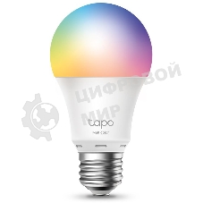 Умная многоцветная Wi‑Fi лампа Tapo Smart WiFi Bulb, A60 size，E27 base, 9.5W, 16 million colors, 2000k-6500k tunable white, 800 lumens brightness and diммable, 802.11b/g/n 2.4G WiFi connection, work with 200-240 V, 50/60 Hz power voltage and frequency, work with Yandex Alice/Goo