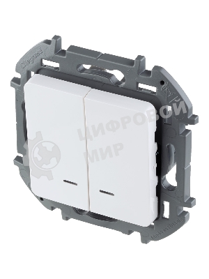 Выключатель 2-клавишный с подсветкой/индикацией 10AX 250 В белый