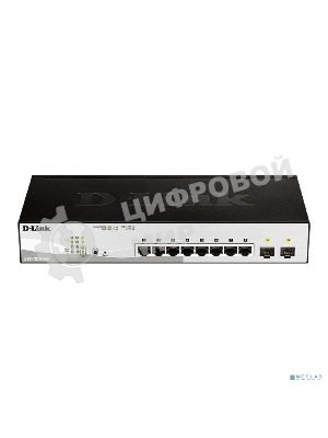 Коммутатор настраиваемый L2 PoE-коммутатор, 8x1000Base-T PoE, 2х1000Base-X SFP, PoE-бюджет 65 Вт, упрощенный интерфейс CLI