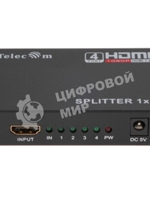 Разветвитель HDMI 1=>4 Telecom TTS5020, каскадируемый, 1.4v+3D