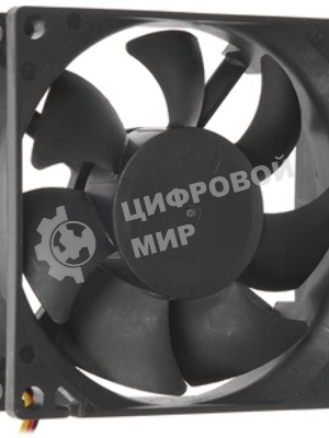 Вентилятор для корпуса Gembird 80x80x25, гидрод., тихий, 3 pin/4pin Molex, провод 30 см