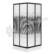 Душевой уголок BAU Stil квадратный с поддоном 100x100х195, прозрачное закаленное стекло с черным рис