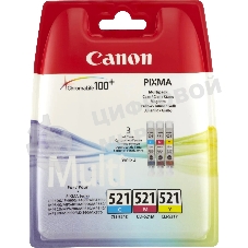 Картридж струйный Canon CLI-521 (2934B010) голубой/пурпурный/желтый набор карт. для Canon Pixma MP540/620/630/980