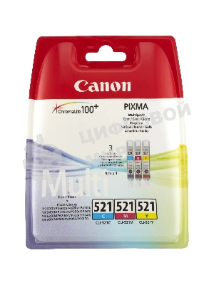Картридж струйный Canon CLI-521 (2934B010) голубой/пурпурный/желтый набор карт. для Canon Pixma MP540/620/630/980