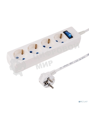 Сетевой фильтр PROconnect STANDARD 4 гнезда, 5 м, 3х0.75 мм², с/з, белый