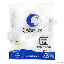 Патч-корд Cabeus, Cat.5e, неэкр., U/UTP, RJ45/RJ45, LSZH, AWG24, 0.3м, белый