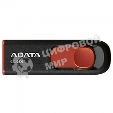 Флешка USB ADATA С008 (AC008-64G-RKD), 64Gb, USB 2.0, R/W 15/5, черный/красный