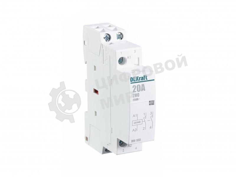 Модульный контактор 2НО 20А 230В МК-103 DEKraft