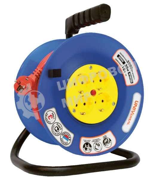 Удлинитель на катушке 4х30 м без заземл. 10А IP20 ВЕМ-250 термо ПВС 2х1 UNIVersal 9632898