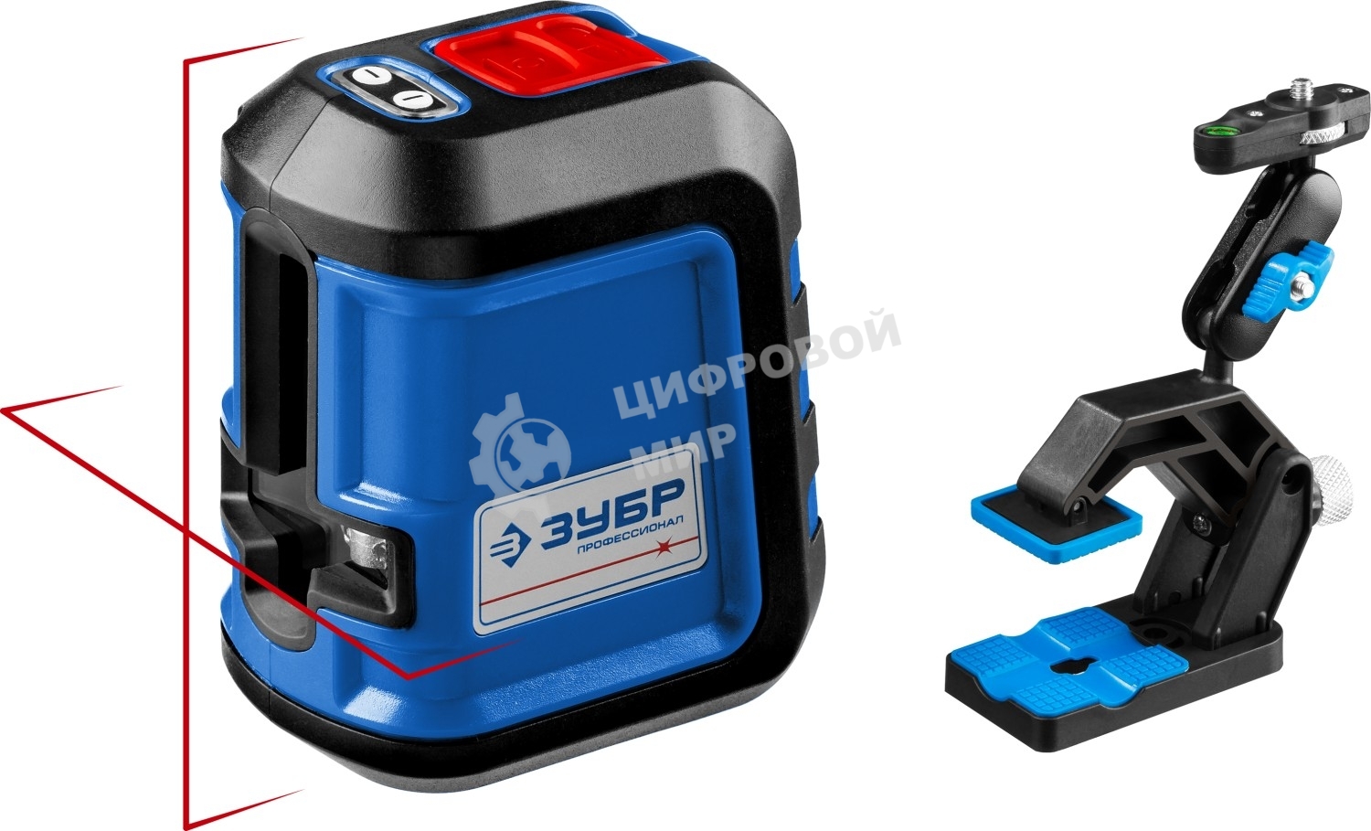 Нивелир лазерный Зубр КРЕСТ-15 (34902-2_z01) суперкомпакт, 15м, точн. +/-0,3 мм/м, держатель