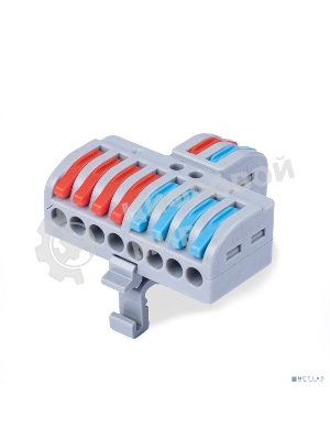 Клемма соединительная универсальная проходная Cabeus MX2-8D 2-8 полюса с рычагом на DIN-рейку 0,08-2,5/4,0 (1шт)