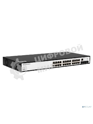 Управляемый коммутатор SNR уровня 2+, 24 порта 10/100/1000Base-T с поддержкой POE, 4 порта 1/10G SFP+, бюджет POE 370W