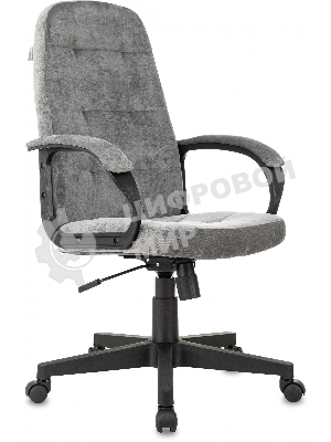 Кресло руководителя Бюрократ CH 002 Fabric Light-19 серый, крестов. пластик
