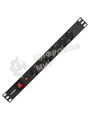 Блок розеток горизонтальный ExeGate ServerPro PDU-19H605 Al-6S-C14-SW-O, 19
