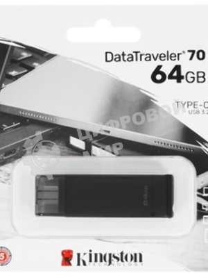 Флешка USB Kingston DataTraveler DT70 (DT70/64Gb), 64Gb, USB Type-C 3.2, R/W 70/45, черный
