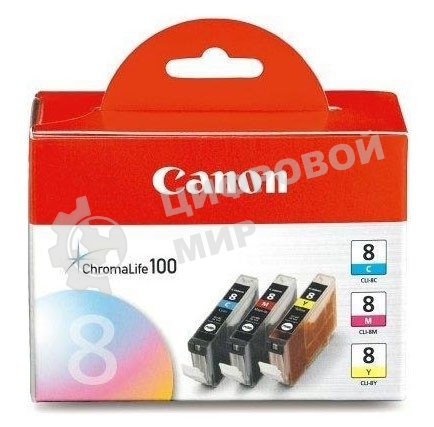 Картридж струйный Canon CLI-8C/M/Y 0621B029 голубой/пурпурный/желтый (420 стр.) для Canon Pixma iP6600D/iP4200/5200