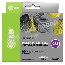 Картридж струйный Cactus CS-LC985Y желтый (15 мл) для Brother DCPJ315W/DCPJ515W/MFCJ265W