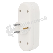 Тройник электрический линейный Rexant 16 А с заземлением белый