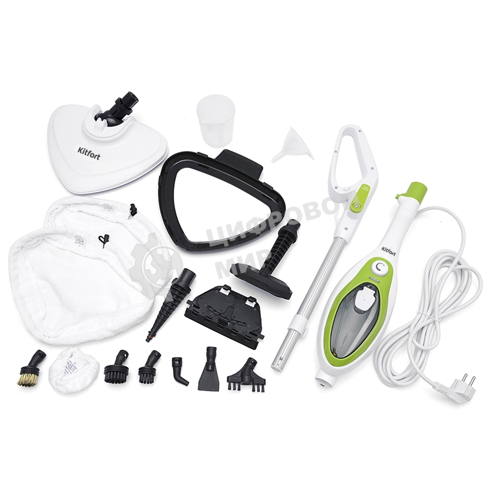 Швабра паровая Kitfort KT-1004-2 1500Вт зеленый/белый