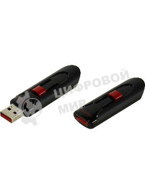 Флешка USB Sandisk CZ60 Cruzer Glide (SDCZ60-032G-B35), 32Gb, USB 2.0, R/W 30/8, черный/красный