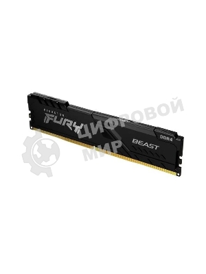 Оперативная память Kingston Fury Beast, DDR4, 32GB (1x32GB), 3600MHz, CL18, DIMM, с радиатором, черный